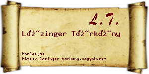 Lézinger Tárkány névjegykártya